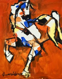 Mashkoor Raza, 18 x 24 Inch, Oil on Canvas, Horse Painting, AC-MR-682